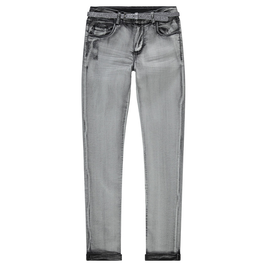 Παιδικά - Τζιν με ξεβαμμένη όψη και ζώνη με παγιέτες 