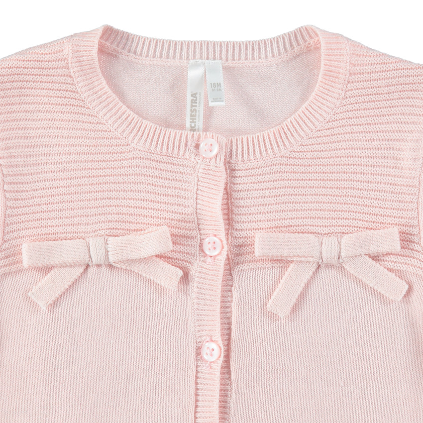 Πλεκτή ζακέτα με πλακέ ασορτί φιόγκους 