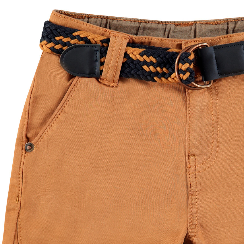 Βαμβακερό παντελόνι νηματοβαφή με αφαιρούμενη ζώνη σε σχέδιο πλεξίδα 