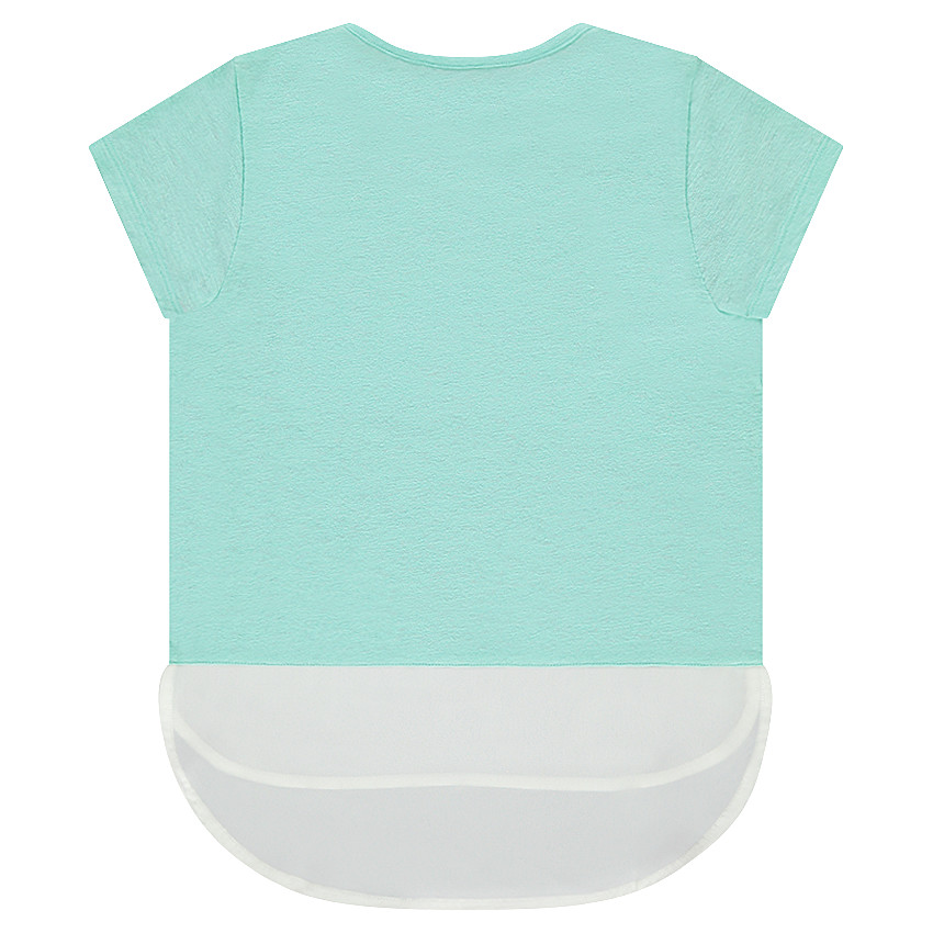 Κοντομάνικη μπλούζα από ζέρσεϊ και κρεπ με διακοσμητικό μοτίβο 