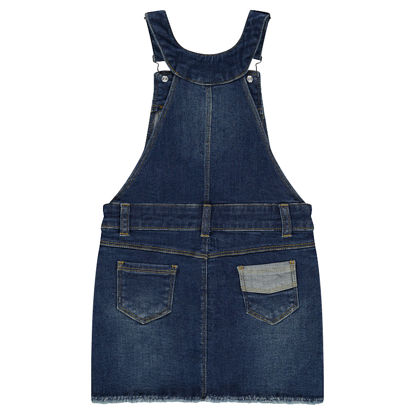 Τζιν φόρεμα με φθαρμένη όψη, μπαλώματα και γράμμα με πούλιες 