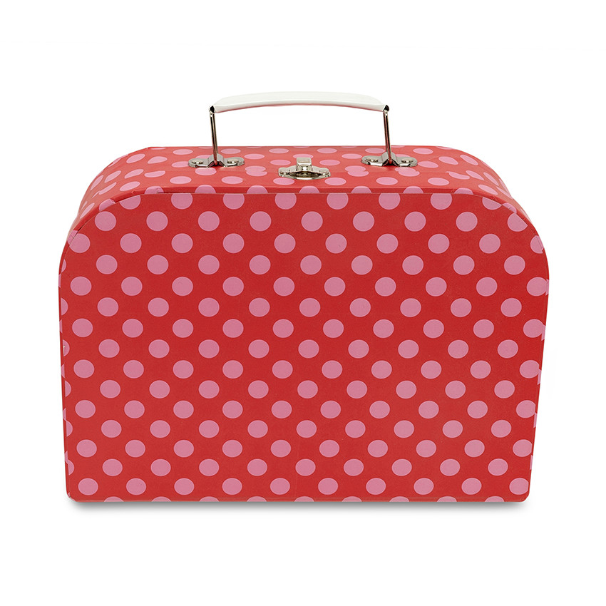 Valisette en carton rouge à pois  