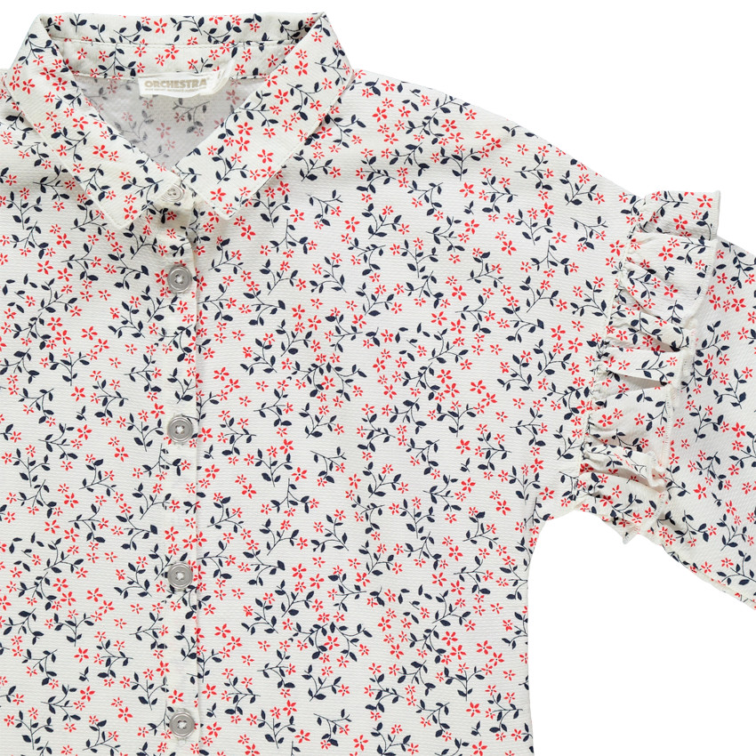 Chemise à fleurs all-over et volants 