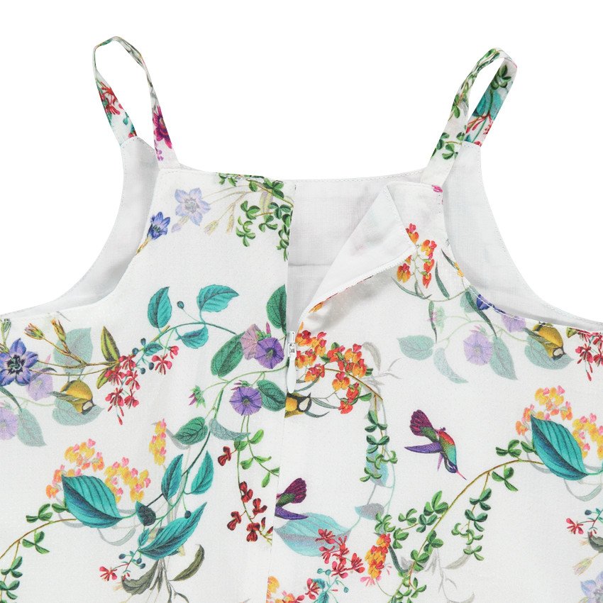 Φλοράλ φόρεμα με τιράντες και βολάν 