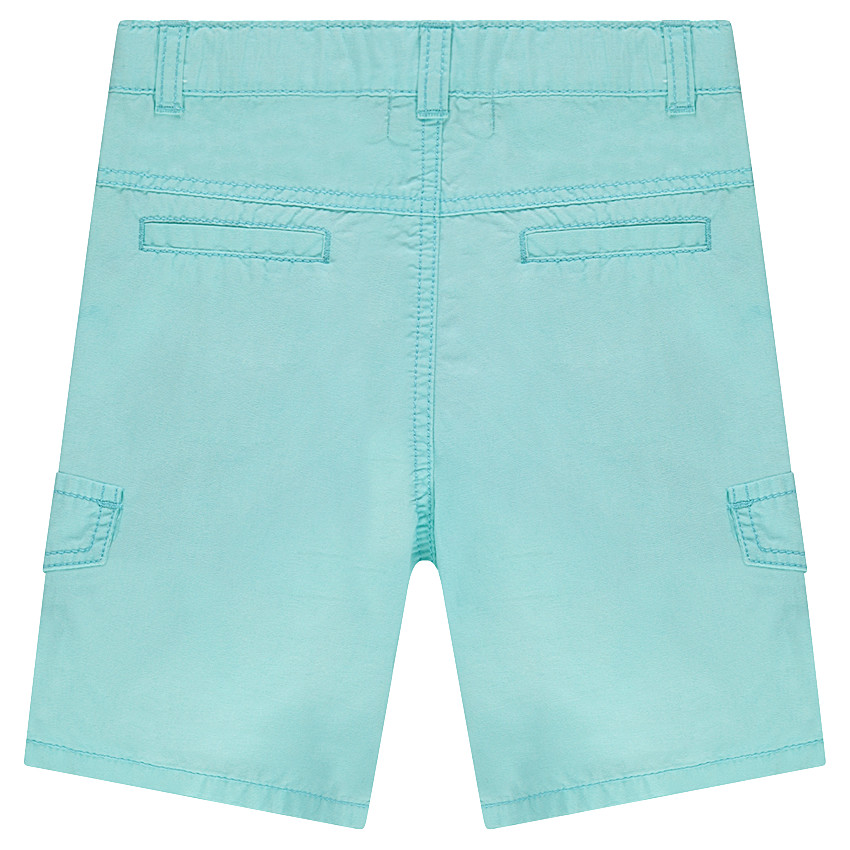 Βερμούδα από βαμβακερή ποπλίνα με νηματοβαφή και τσέπες με διακοσμητικό σχέδιο 