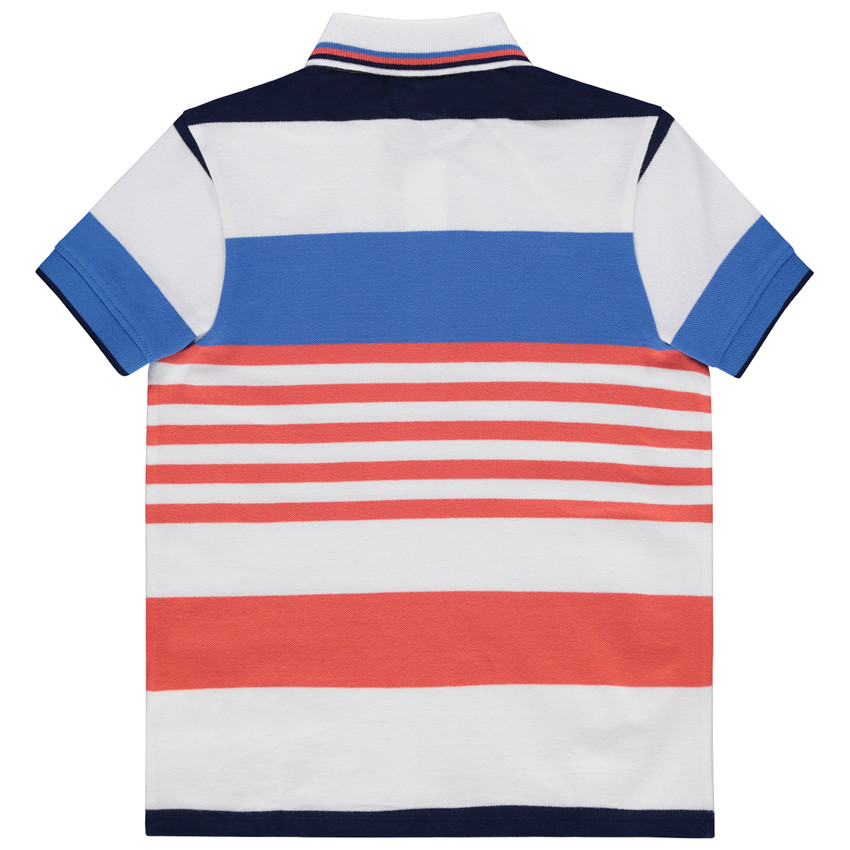 Κοντομάνικο πόλο με ρίγες σε αντίθεση και κεντήματα 