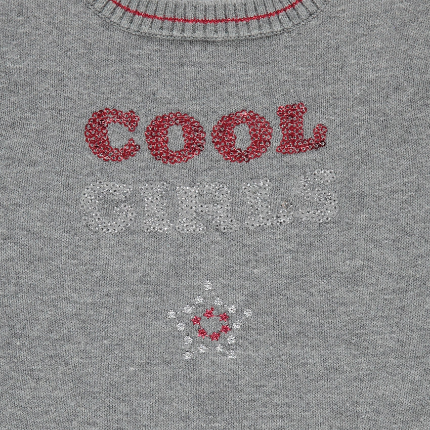 Παιδικά - Κοντομάνικο φόρεμα πλεκτό με μήνυμα με πούλιες 