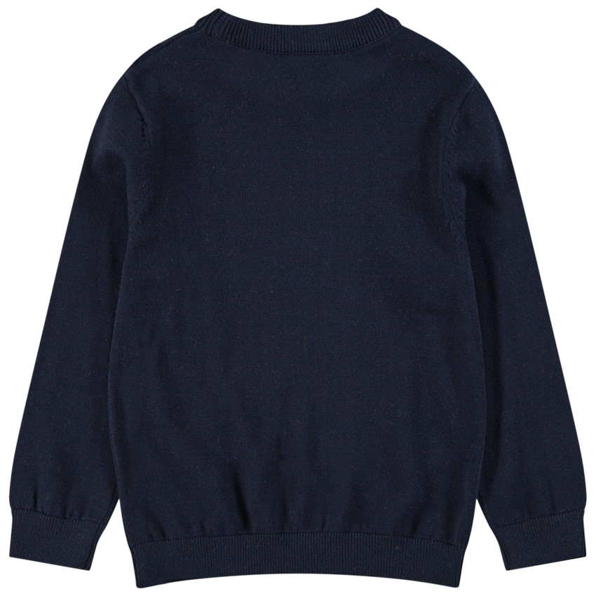 Πλεκτό πουλόβερ με τυπωμένο μήνυμα μπροστά 