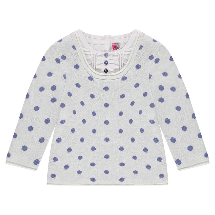 Μακρυμάνικο πουά πουλόβερ με εφέ 2 σε 1. 