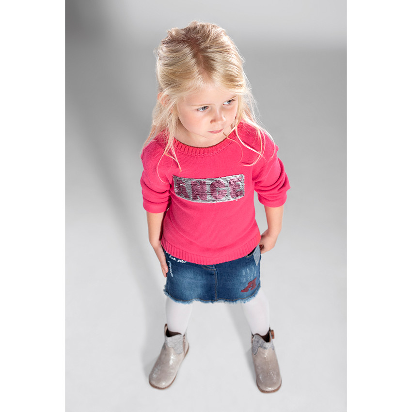 Τζιν φούστα με αφαιρούμενη ζώνη με παγιέτες και κεντήματα 