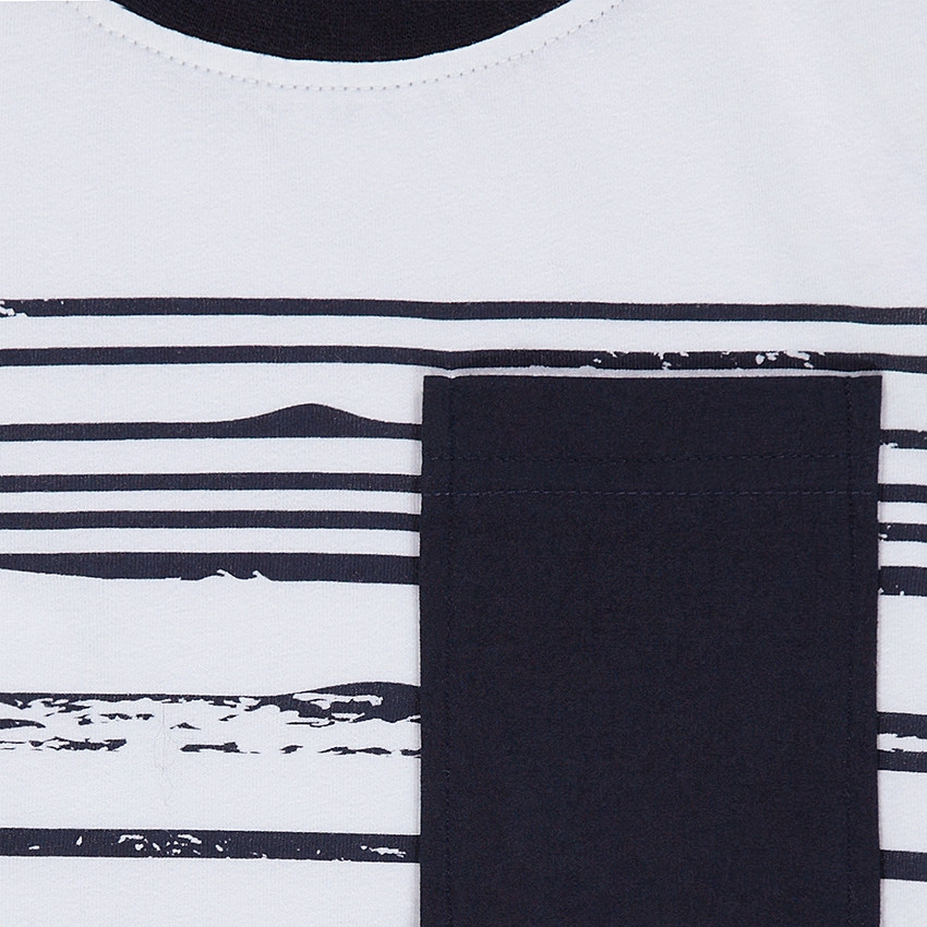 Κοντομάνικη μπλούζα από ζέρσεϊ με κυματιστές ρίγες και τσέπη 