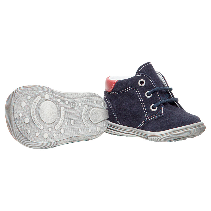 Μποτάκια από σουέτ δέρμα με κορδόνια και κόκκινες λεπτομέρειες 