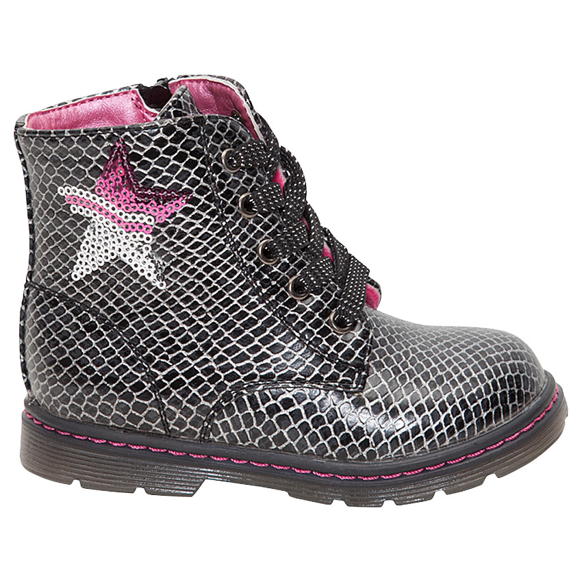 Μποτάκια σε απομίμηση δέρματος φιδιού με αστέρι από πούλιες 