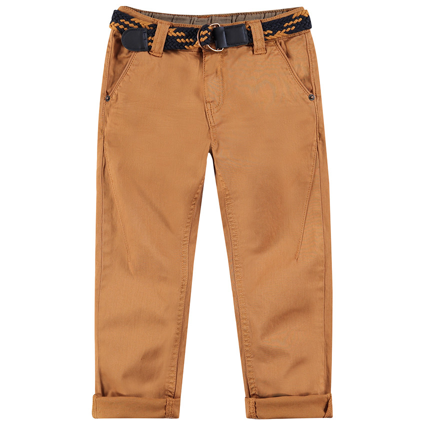 Βαμβακερό παντελόνι νηματοβαφή με αφαιρούμενη ζώνη σε σχέδιο πλεξίδα 