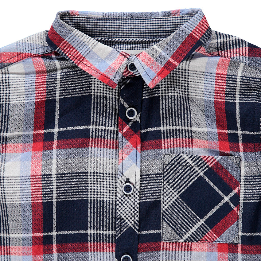 Μακρυμάνικο πουκάμισο με καρό και πλακέ τσέπη 