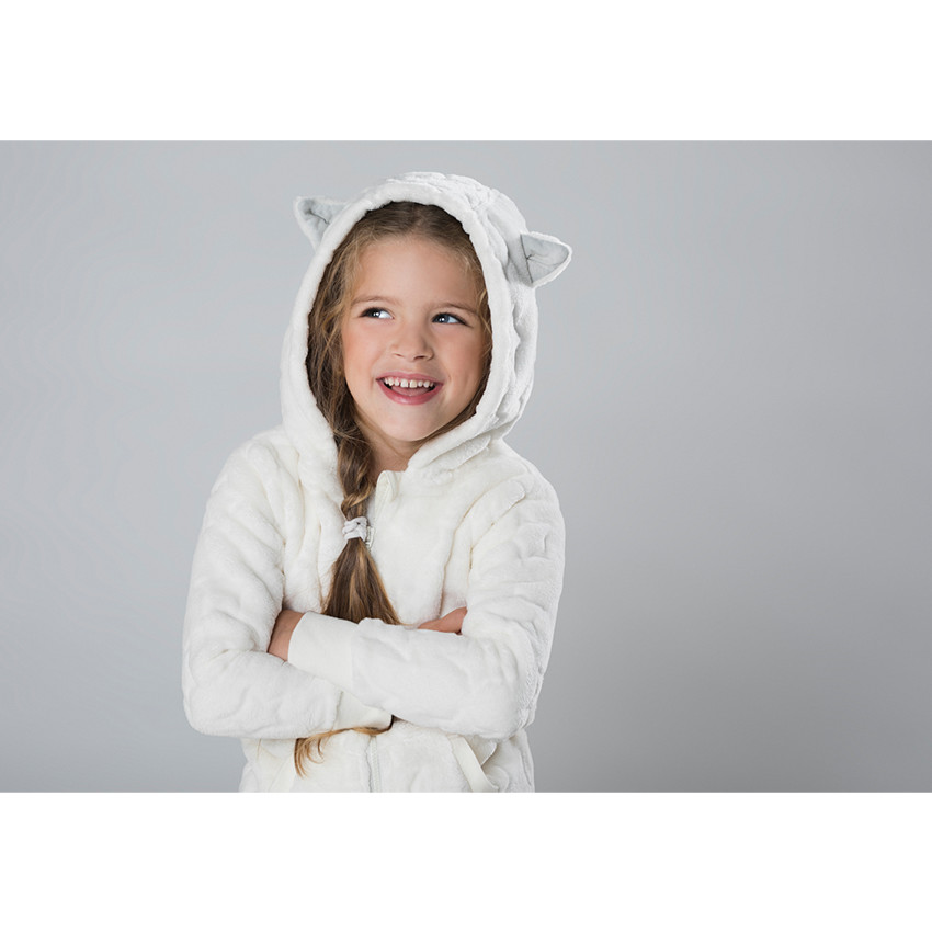 Ζακέτα από sherpa με κουκούλα και ανάγλυφο μοτίβο 