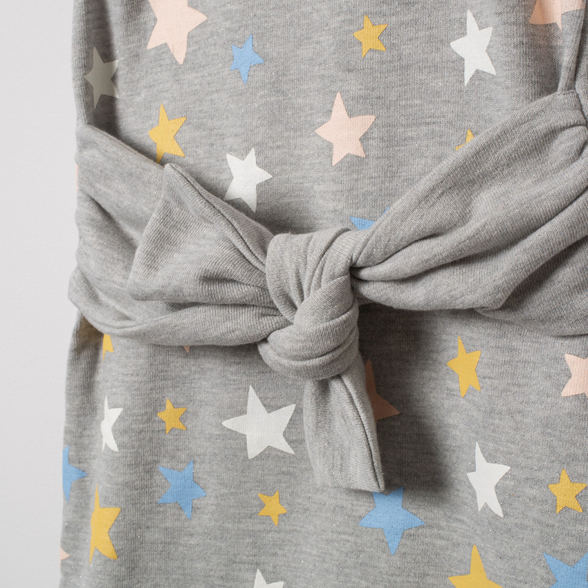 Φόρεμα  molleton με τυπωμένα αστέρια και ζώνη 