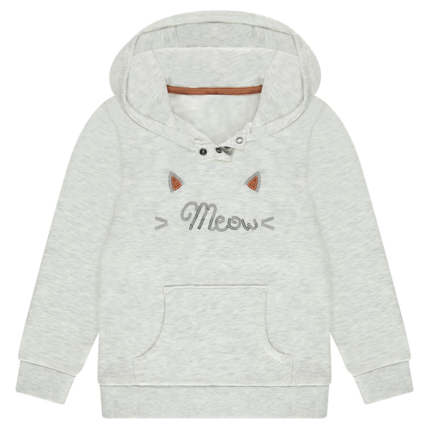 Φανελένιο φούτερ με τυπωμένο κείμενο με παγιέτες 