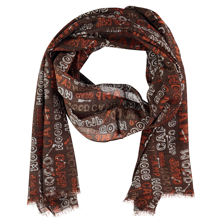 Φουλάρι από βουάλ βισκόζης με τυπωμένο κείμενο σε αντίθεση 