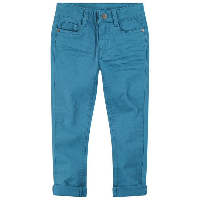 Βαμβακερό παντελόνι νηματοβαφή με φαντεζί τσέπη πίσω 