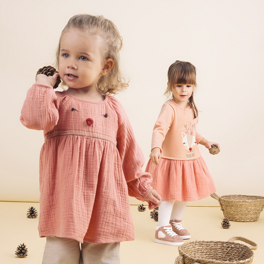 Τουνίκ μακρυμάνικη βαμβακερή  με κεντήματα 