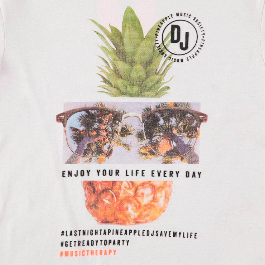 Παιδικά - Κοντομάνικη μπλούζα από ζέρσεϊ με στάμπα ανανά 