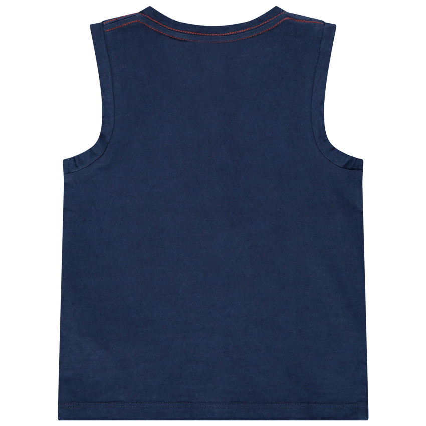 Μπλουζάκι αμάνικο βαμβακερό και στο τσεπάκι ,κεντημένος καρχαρίας  