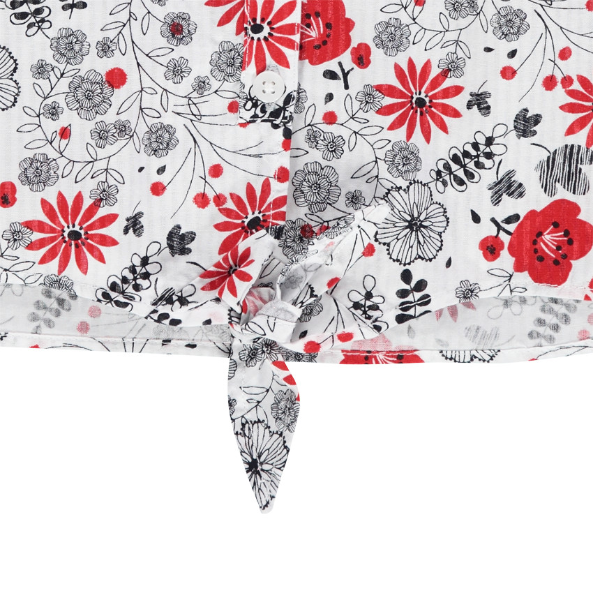 Μακρυμάνικο πουκάμισο με λουλούδια σε αντίθεση 