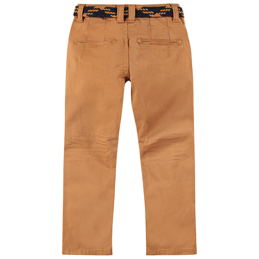 Βαμβακερό παντελόνι νηματοβαφή με αφαιρούμενη ζώνη σε σχέδιο πλεξίδα 