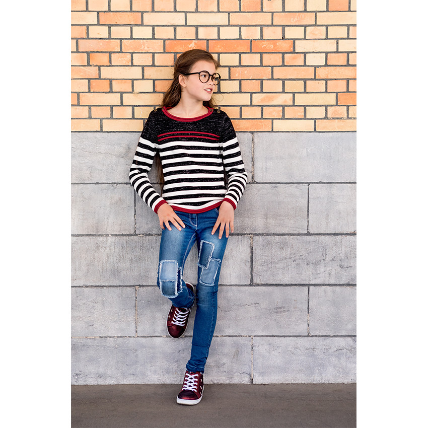 Παιδικά - Τζιν με μπαλώματα και κρόσια και εφέ used 