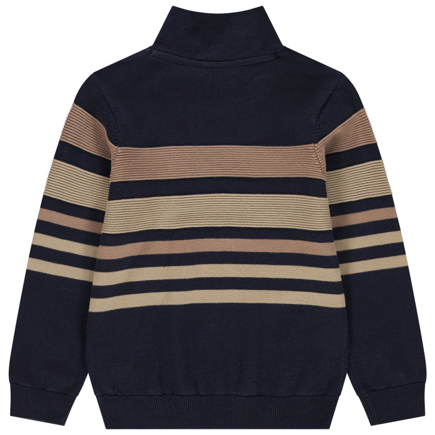 Πουλόβερ πλεκτό με κρουαζέ λαιμόκοψη και ρίγες  