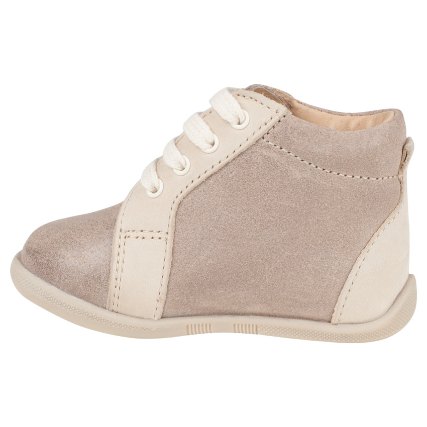 Bottillons en cuir suédé avec bande contrastée 