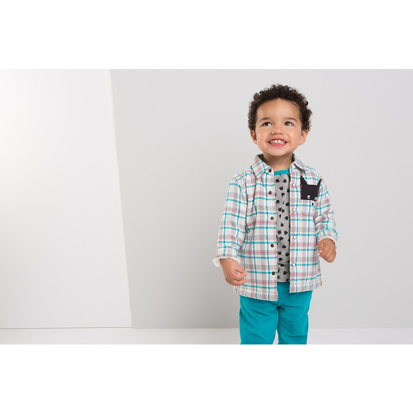 Φανελένιο καρό πουκάμισο με επένδυση από sherpa και φαντεζί τσέπη 