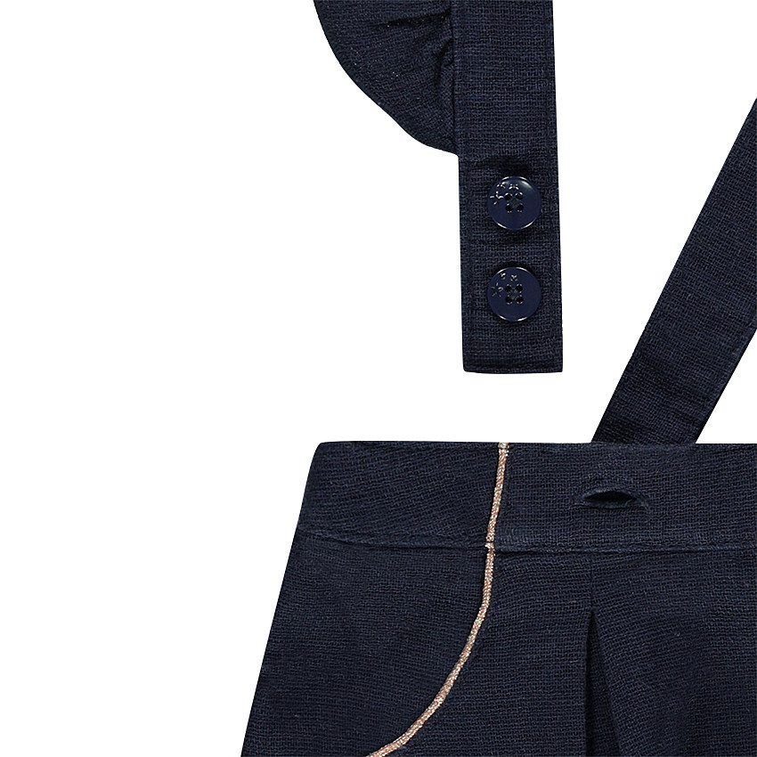 Φούστα με τιράντες με βολάν και μπάλωμα σε σχήμα πουλιού 