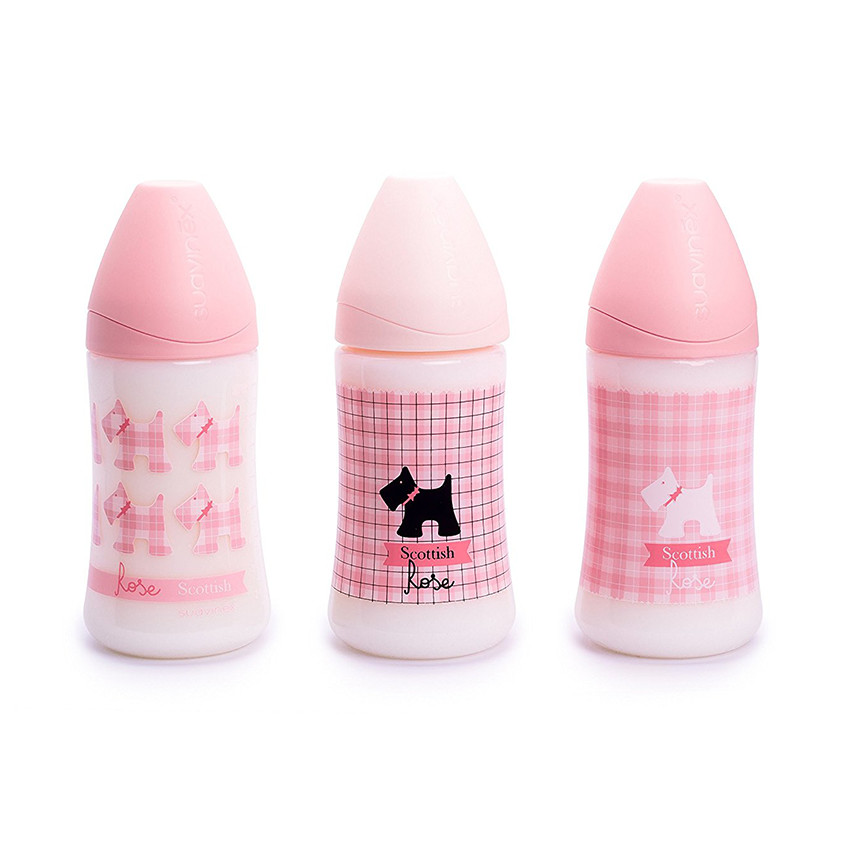 Μπιμπερό Πλαστικό Με Ανατομική Θηλή Σιλικόνης 270ml T1M Ροζ - Scottish 