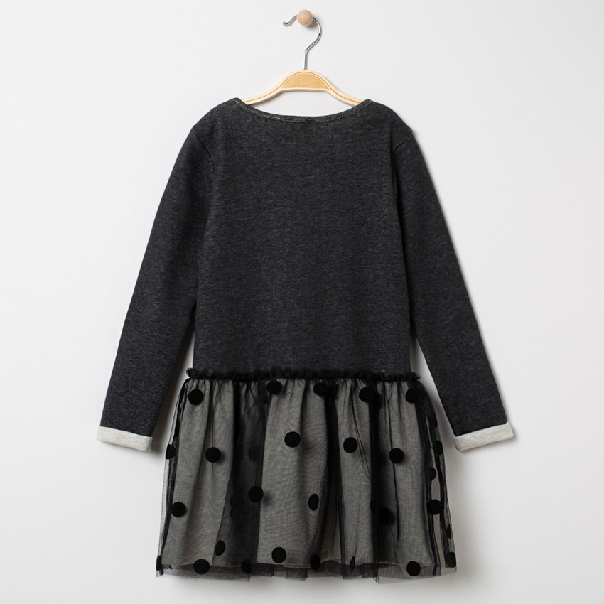 Robe de fêtes effet 2 en 1 en tulle à pois et molleton 