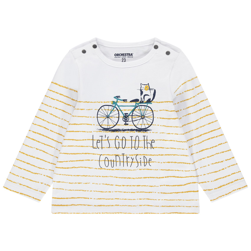 Μαρινιέρα από βιολογικό βαμβάκι με ρίγες και τυπωμένο ποδήλατο 