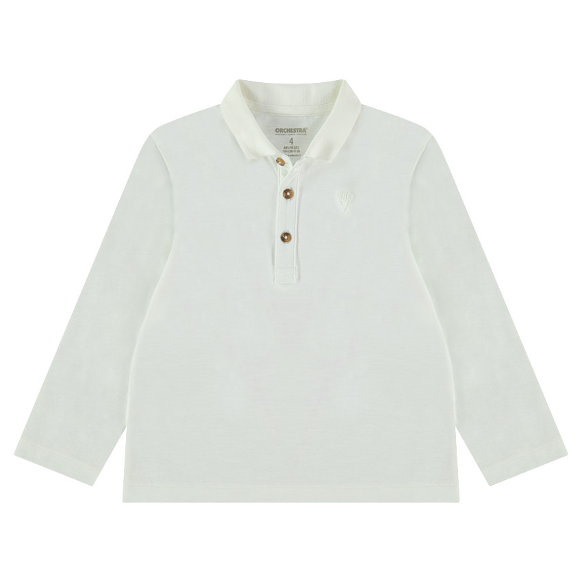 Παιδικά - Μακρυμάνικο πόλο από ζέρσεϊ slub ύφασμα με τυπωμένο λογότυπο 