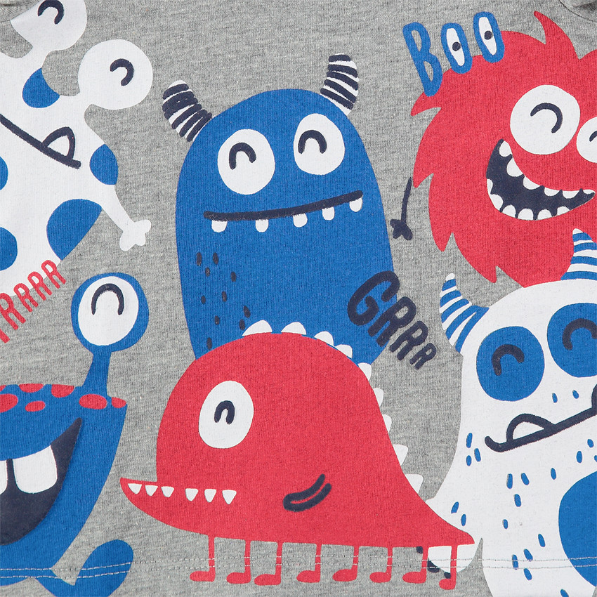 Κοντομάνικη ζέρσεϊ μπλούζα με πολύχρωμα τερατάκια 