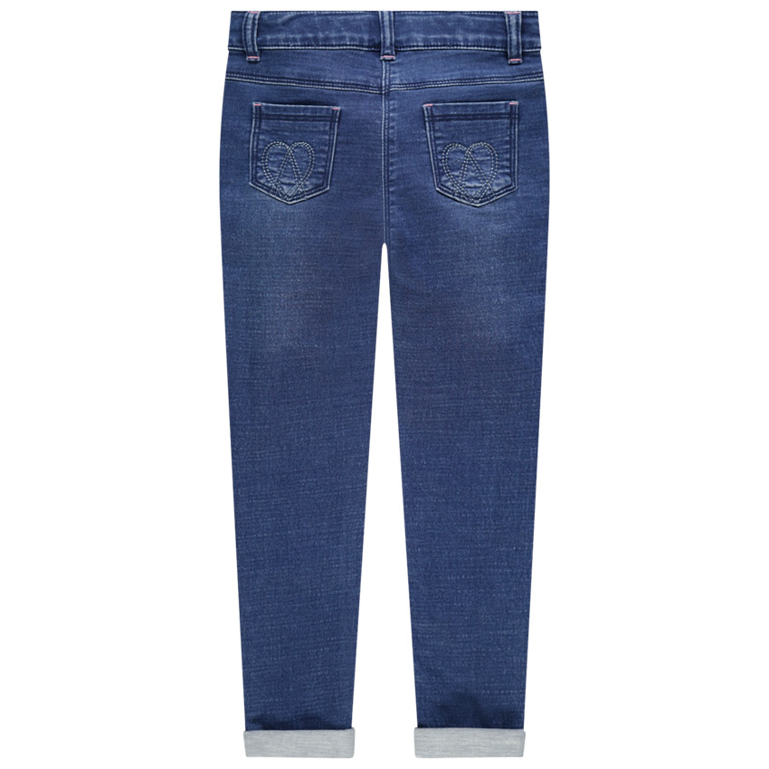 Jean slim effet used à broderies et sequins 