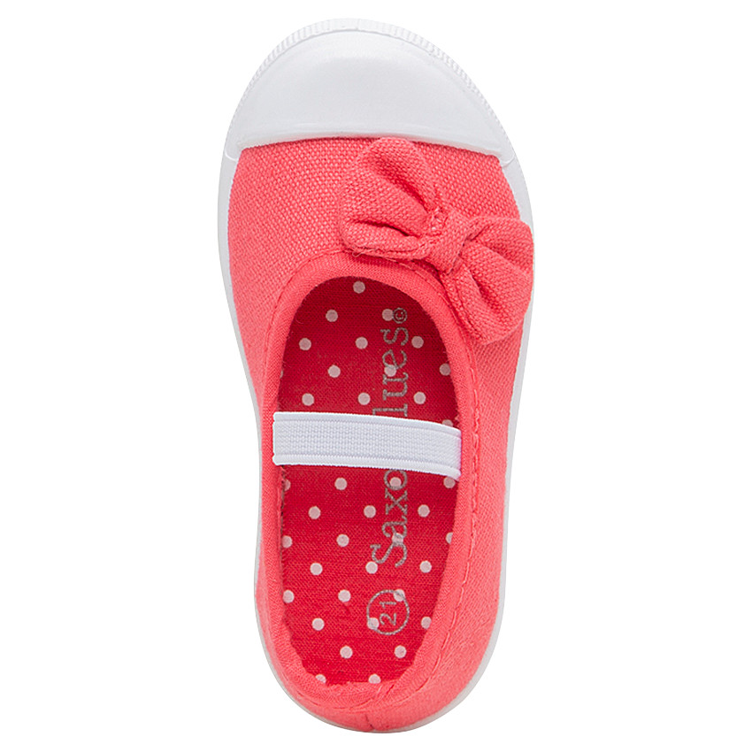 Υφασμάτινα κοραλί μαλακά παπουτσάκια με φιόγκο και ελαστικό κορδόνι, σε νούμερο 20 έως 23 