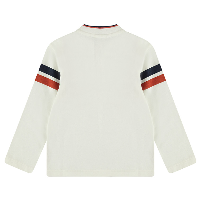 Μακρυμάνικο πόλο από βαμβακερό πικέ με λωρίδες σε αντίθεση και τσέπη 