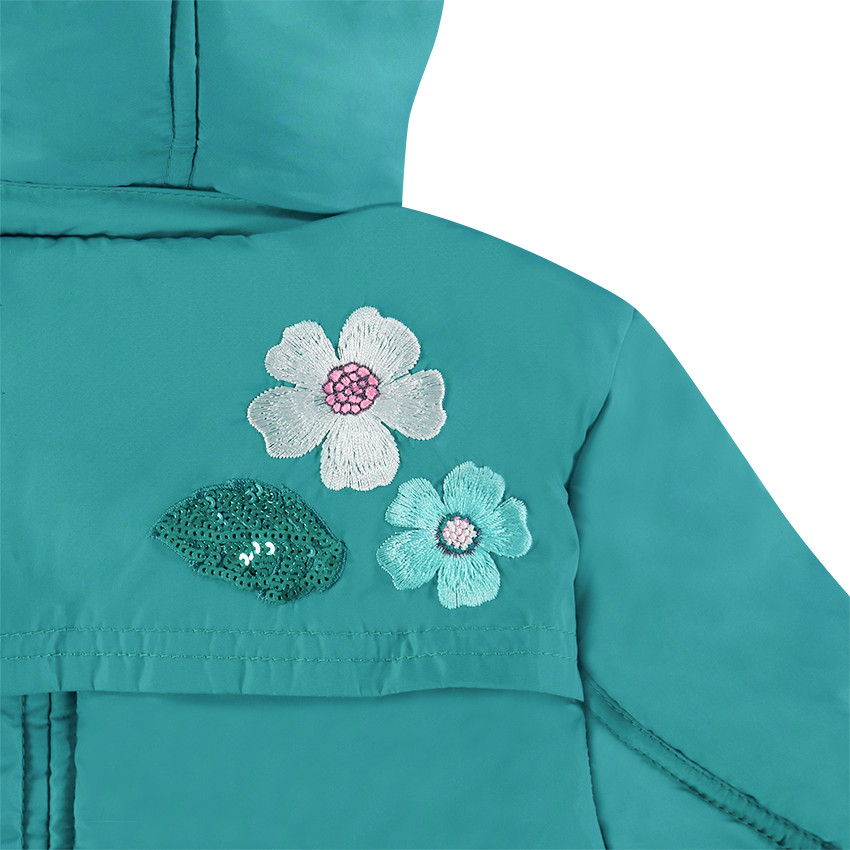 Παρκά με αφαιρούμενη κουκούλα, επένδυση από sherpa και κεντήματα 