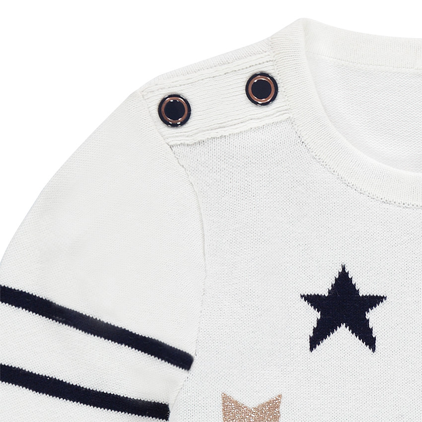 Πλεκτό πουλόβερ σε στυλ μαρινιέρας με ζακάρ μεταλλιζέ αστέρια 