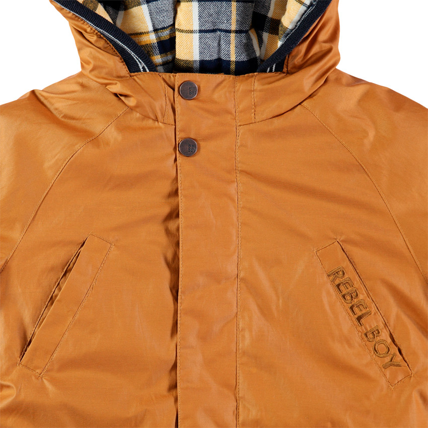 Δίχρωμο παρκά με επένδυση από φανέλα και τσέπες  