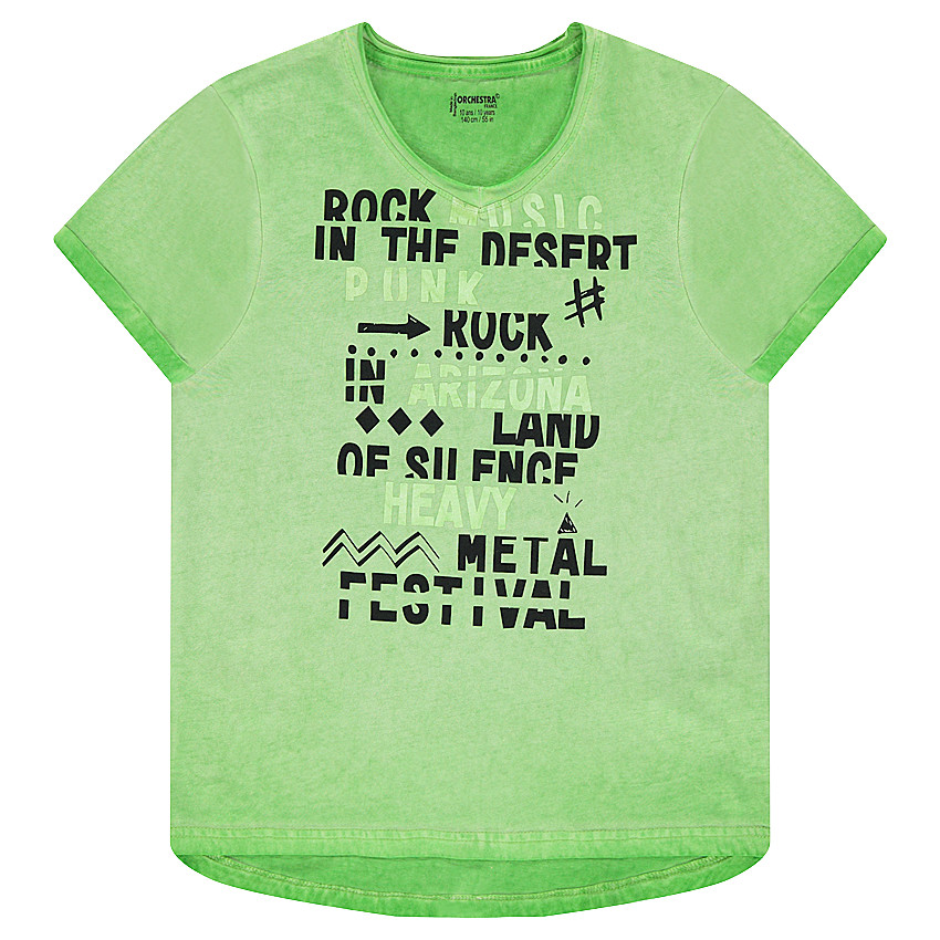 Παιδικά - Κοντομάνικη μπλούζα από ζέρσεϊ νηματοβαφή με τυπωμένα γράμματα 