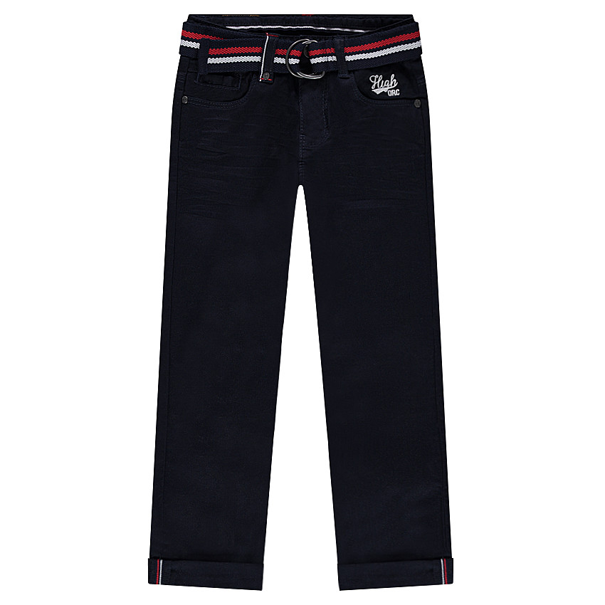 Παντελόνι με μόνιμες τσακίσεις και αφαιρούμενη ζώνη με πολύχρωμες ρίγες σε σχέδιο πλεξίδα  