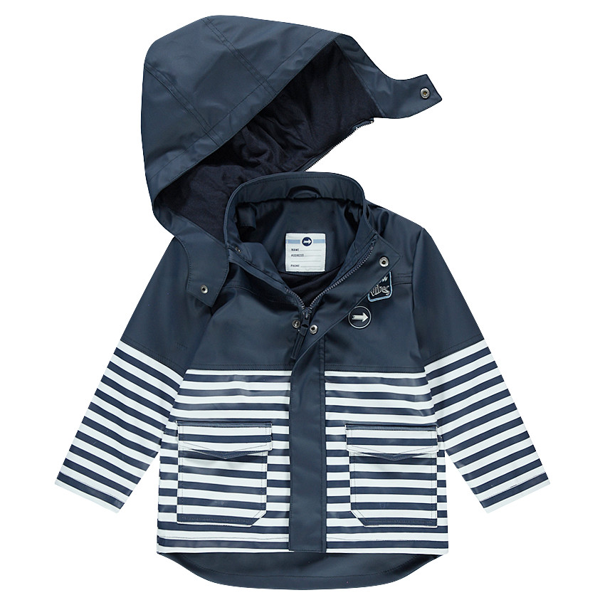 Αδιάβροχο αντιανεμικό μπουφάν με ρίγες και σήματα 