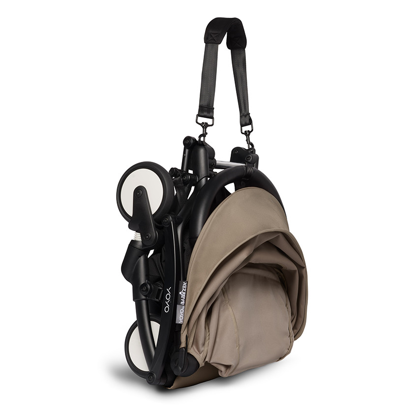 Poussette complète YOYO² nouveau pack 0+ et 6+ châssis noir - Taupe 