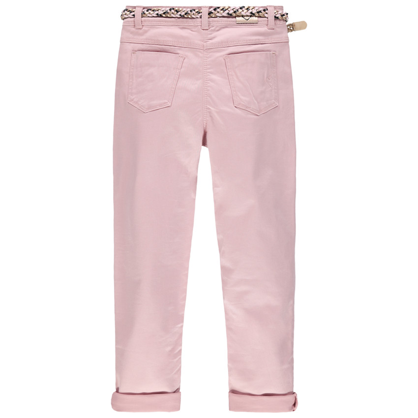 Slim παντελόνι σε απαλό ροζ με αφαιρούμενη ζώνη σε σχέδιο πλεξίδα 